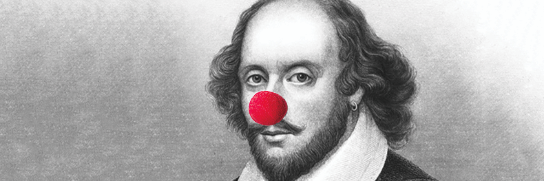 Shakespeare with clown nose